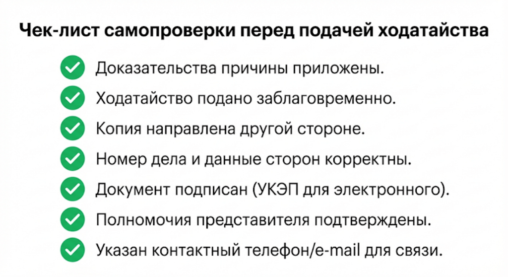 Чек‑лист самопроверки перед подачей ходатайства