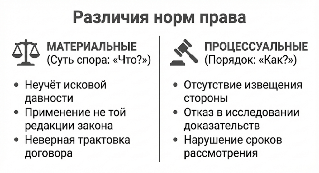 Материальные vs процессуальные нормы
